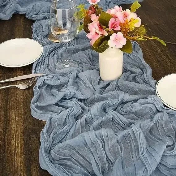 Chemin de table bleu canard GERY BLUE / 90x300cm / 1PCS