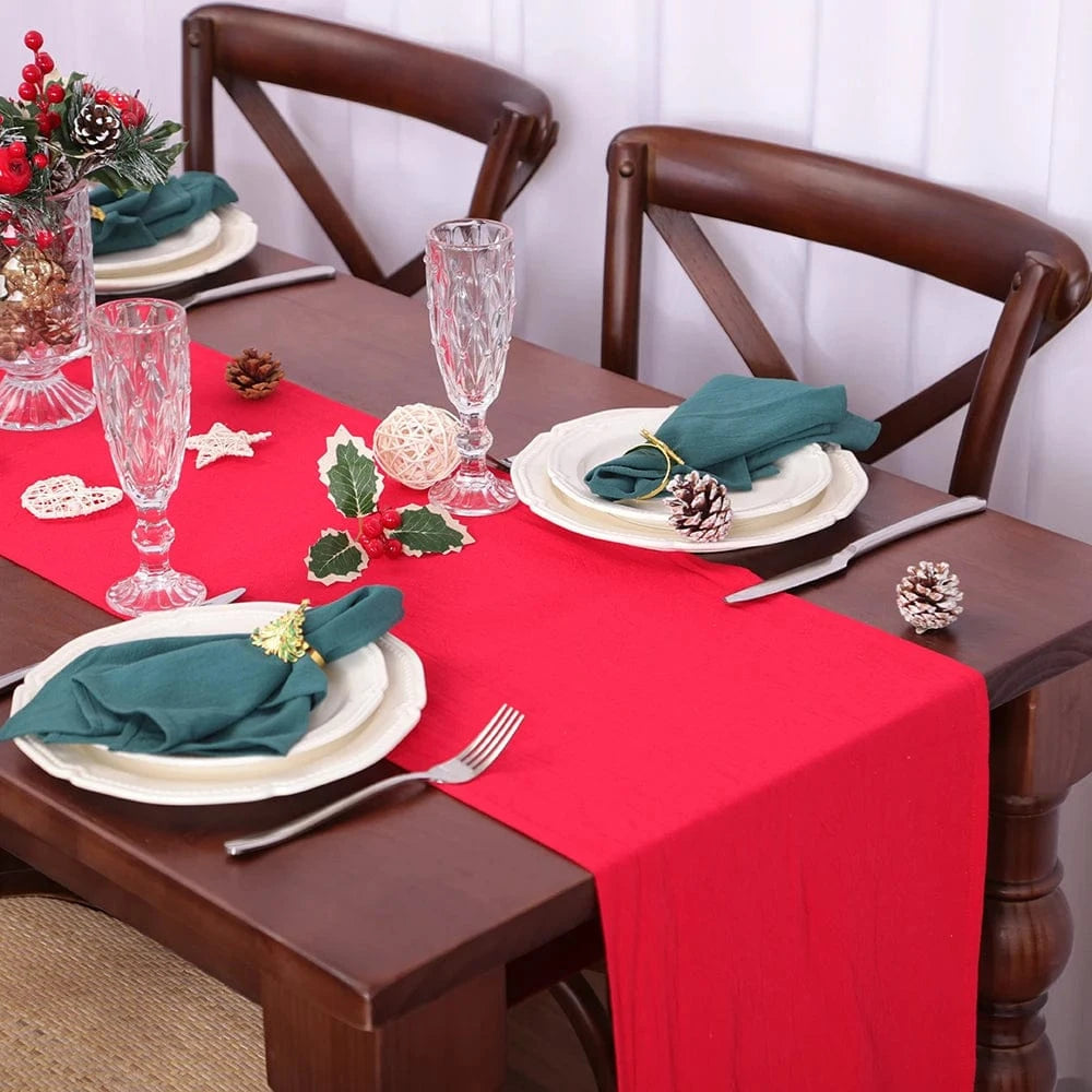 Chemin de table coton Rouge / 33x180cm