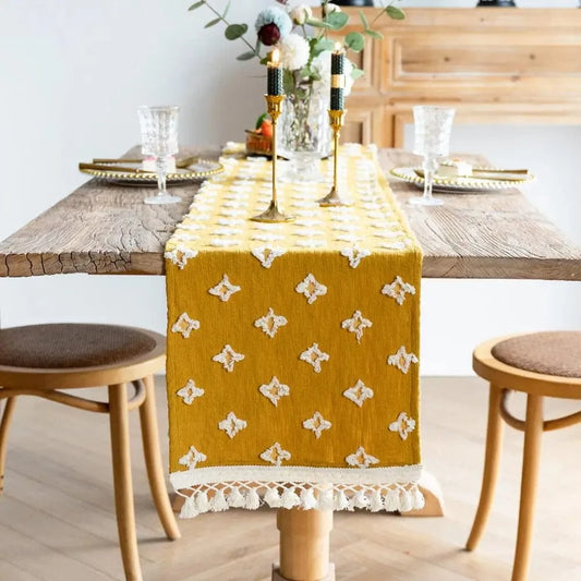 Chemin de table Design Cotton Jaune