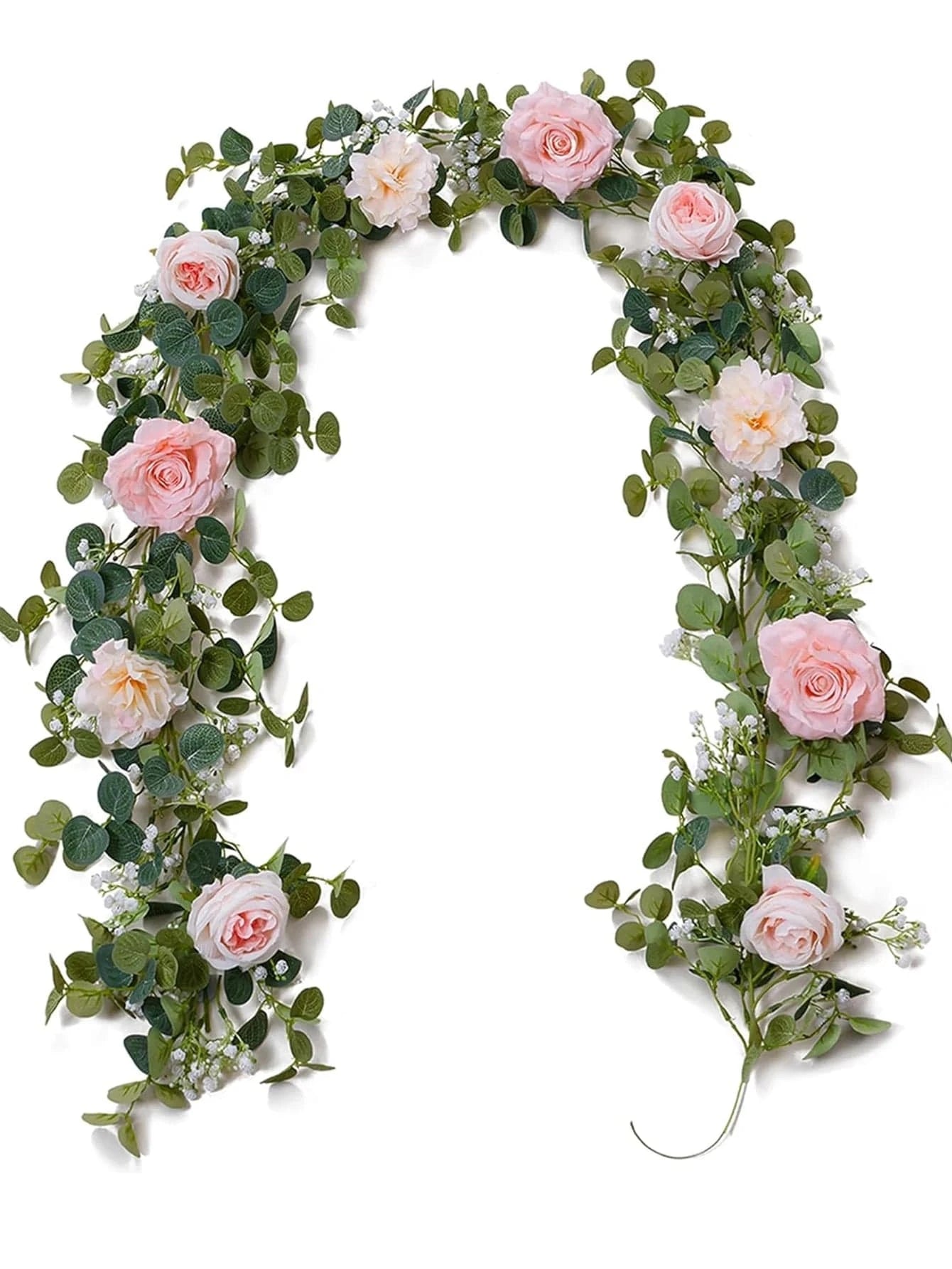 Chemin de table fleuri eucalyptus Rose