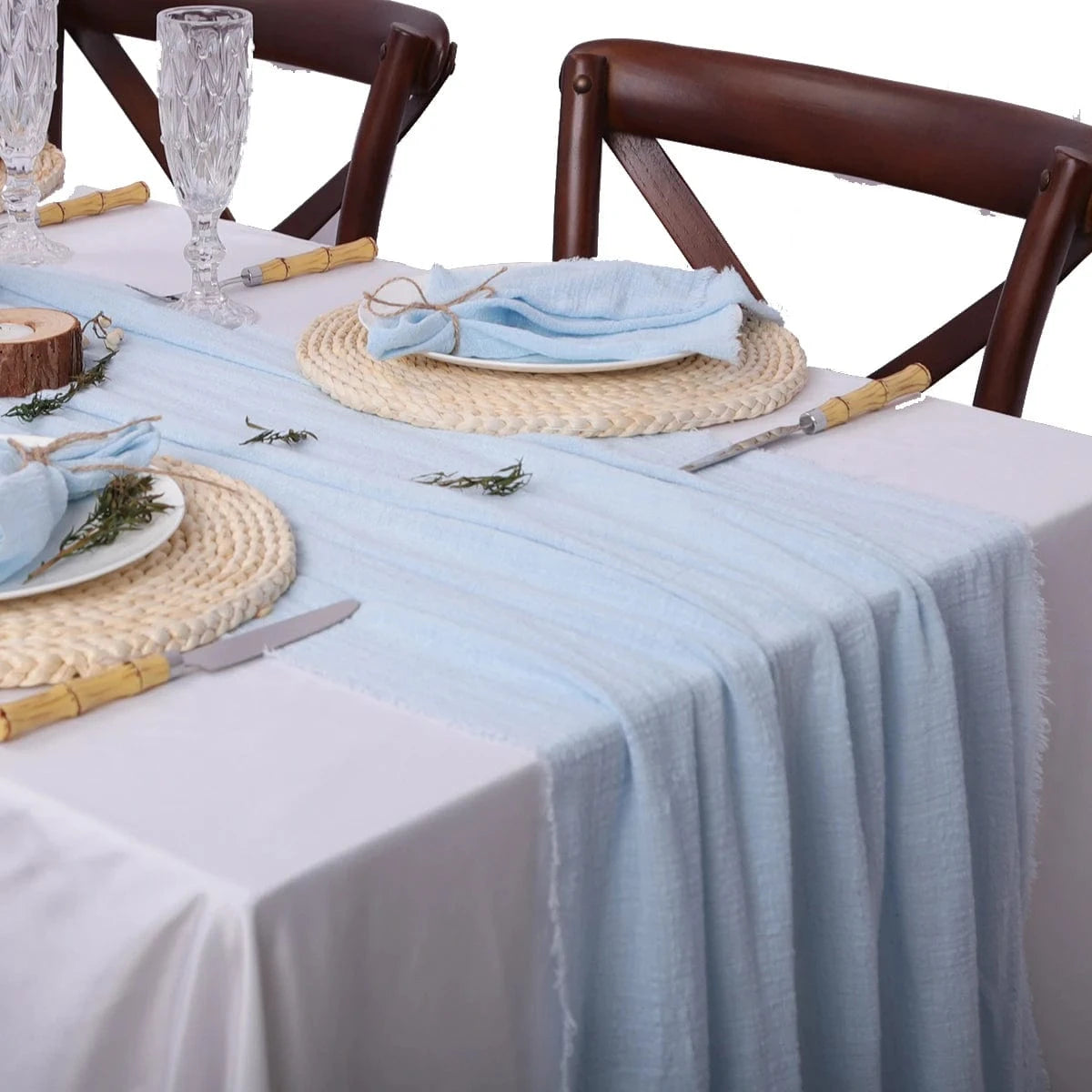 Chemin de table pour mariage Bleu ciel / 40X200cm