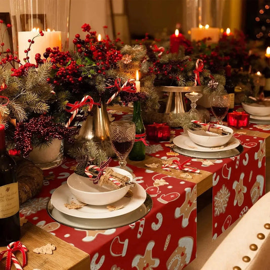 Chemin de table rouge noel
