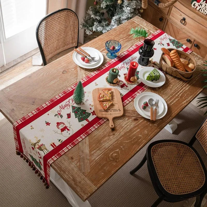 Chemins de table de noel Rouge Blanc / 33X180CM