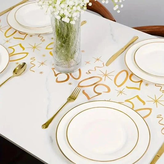 Chemin de table 50 ans Doré Transparent / 28cmx275cm