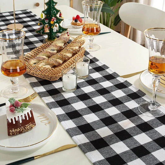 Chemin de table a carreaux 30x45cm  placemat / Blanc