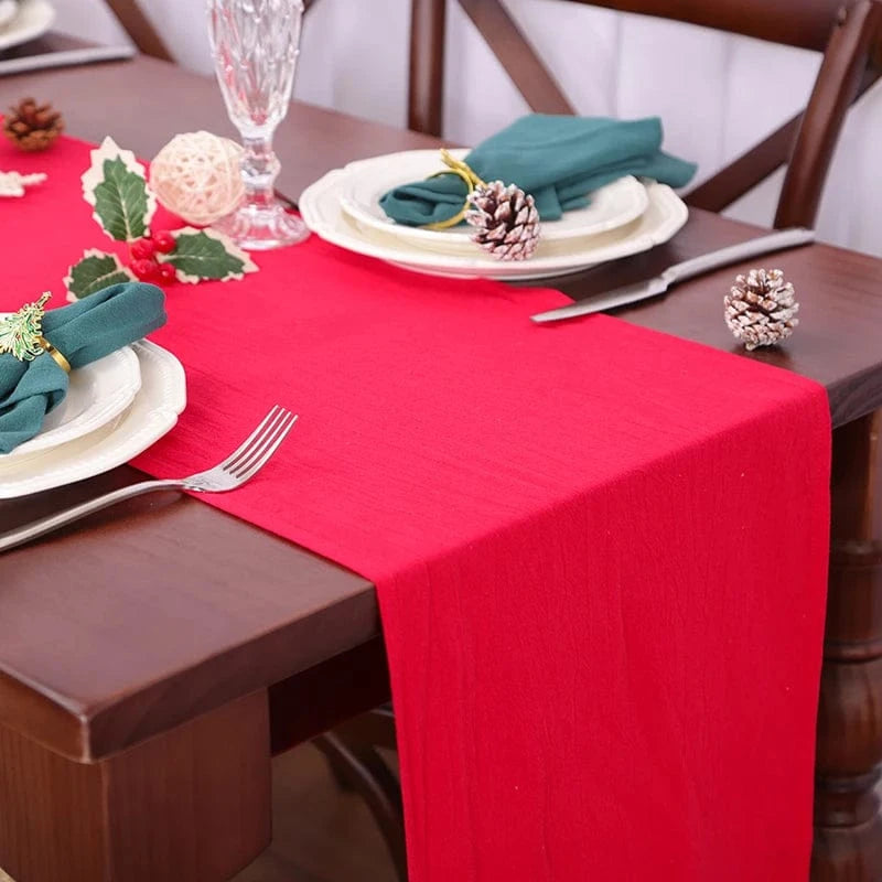Chemin de table en tissus Rouge / 30X180cm