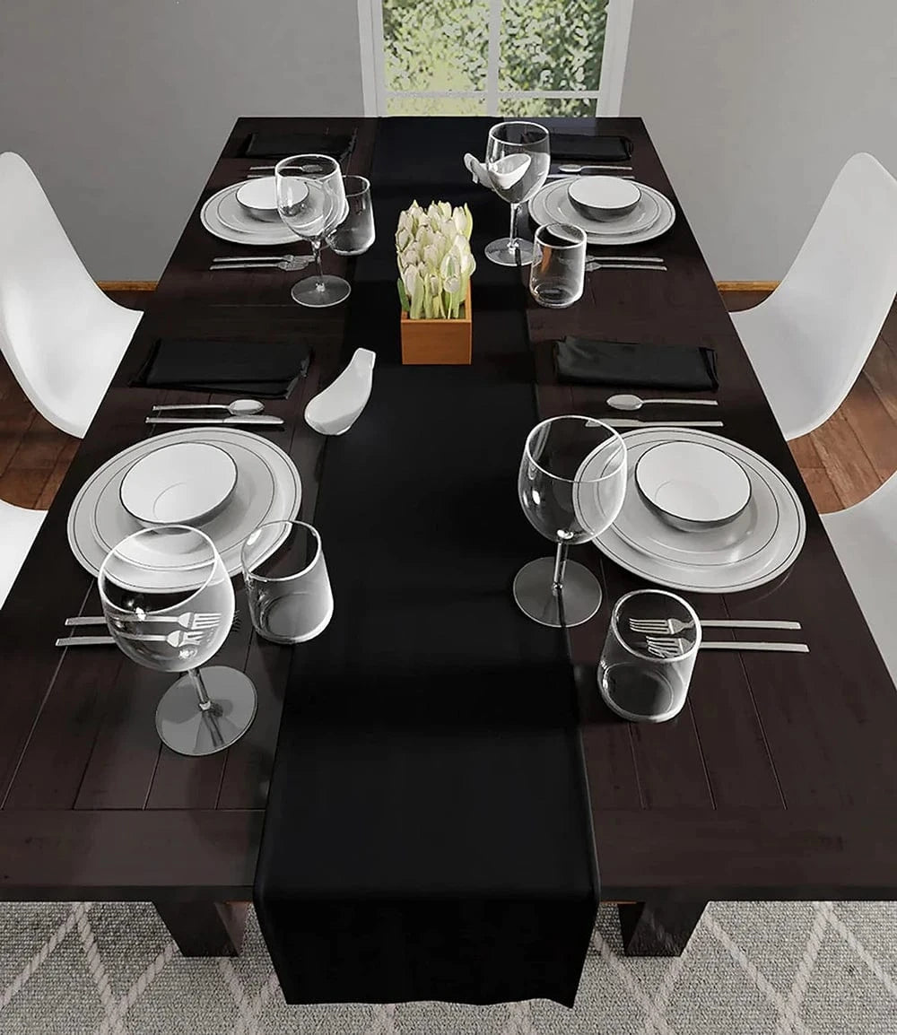 Chemin de table en tissus Noir / 30X180cm