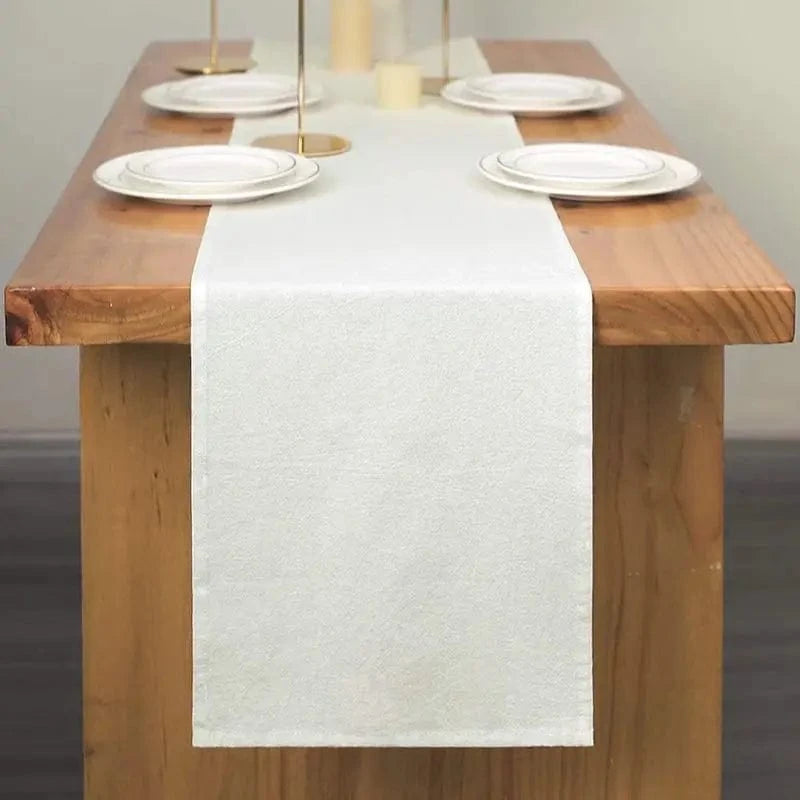 Chemin de table en tissus Blanc / 30X180cm