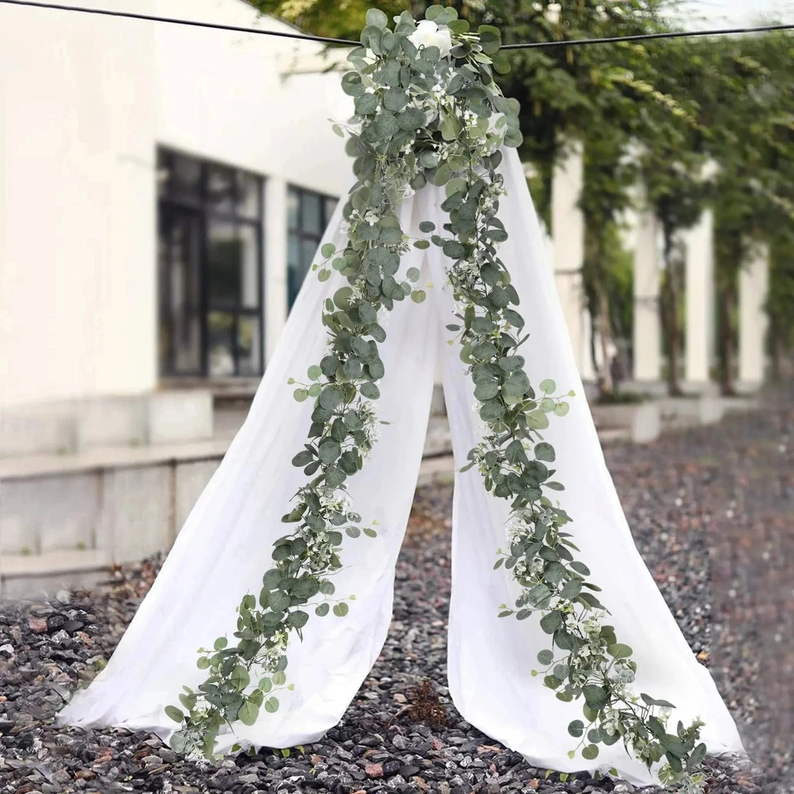 Chemin de table eucalyptus mariage 180 cm