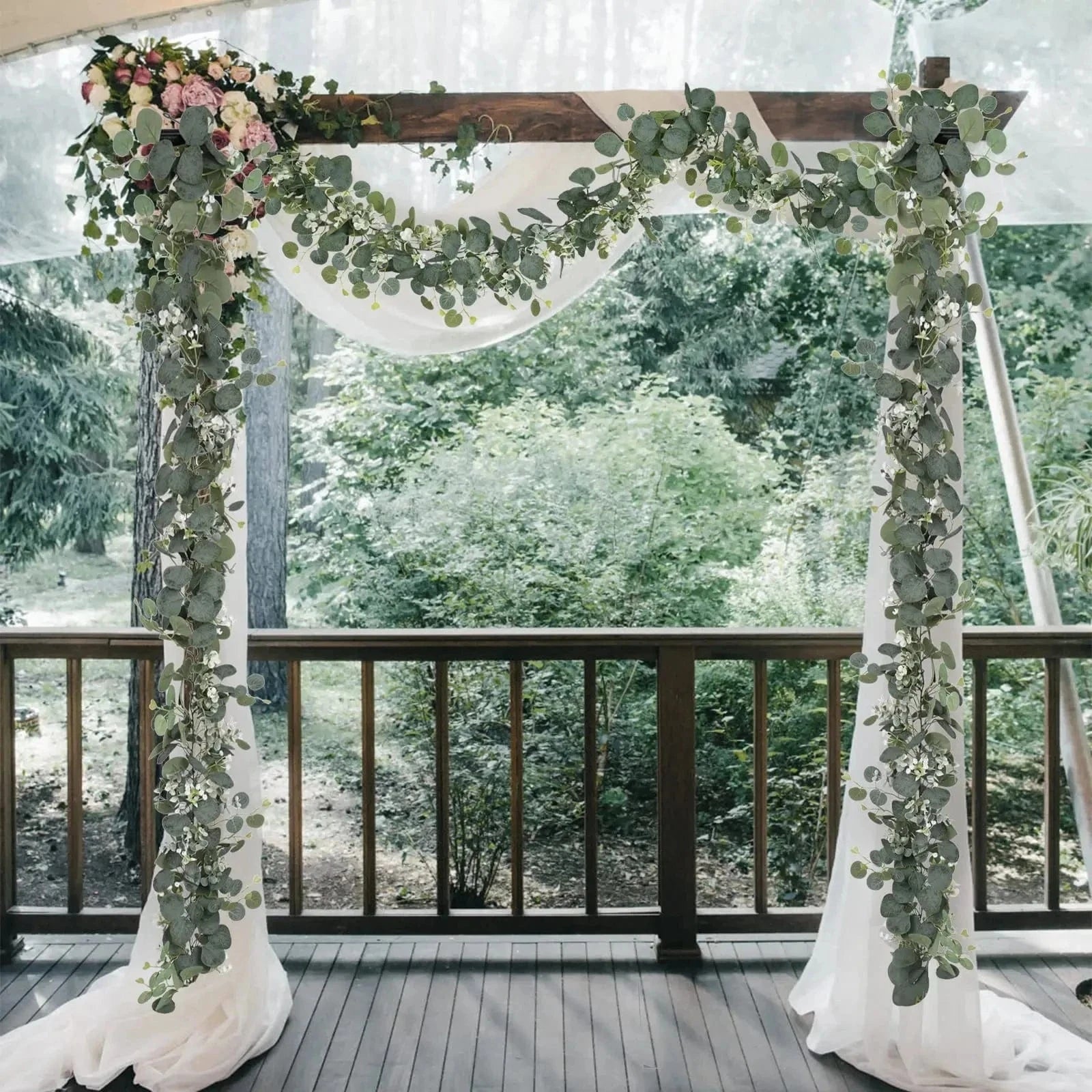 Chemin de table eucalyptus mariage 180 cm