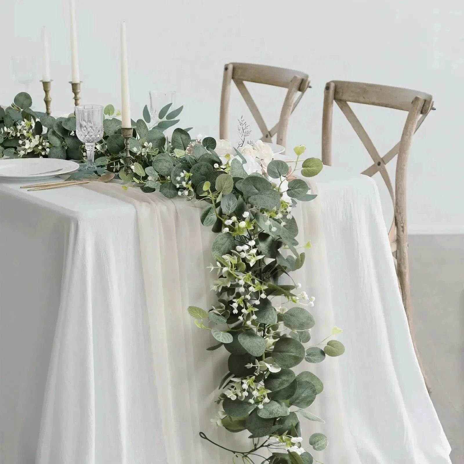 Chemin de table eucalyptus mariage 180 cm