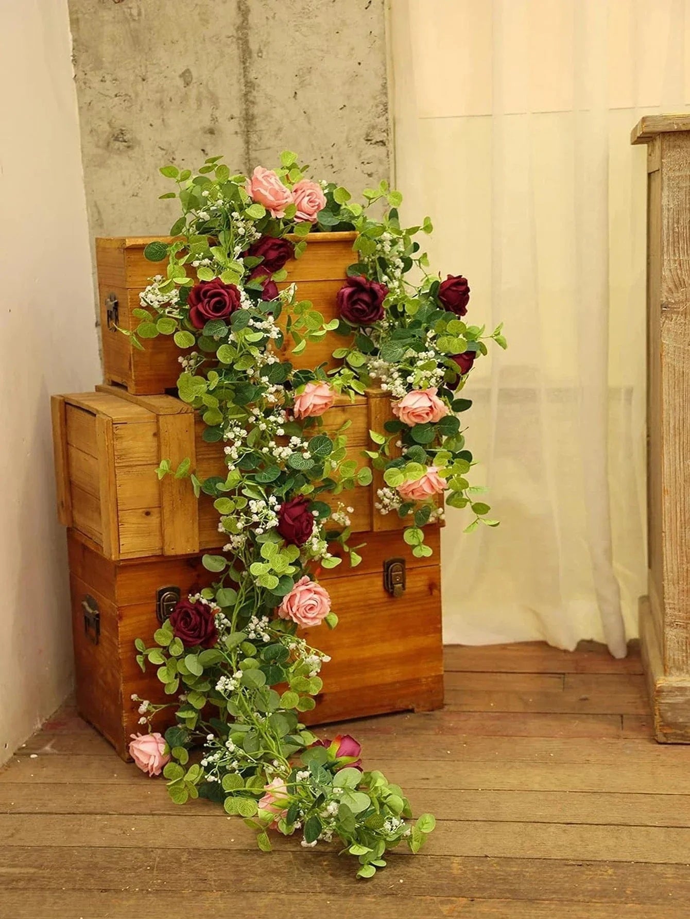 Chemin de table fleuri eucalyptus