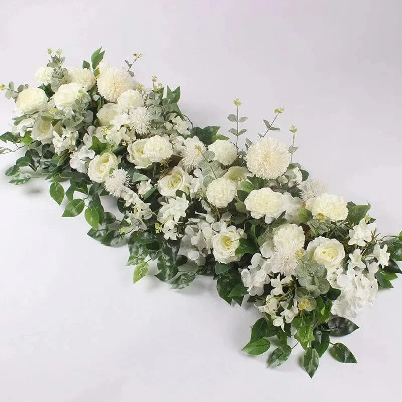 Chemin de table fleurs fraîches Blanc / 100cm