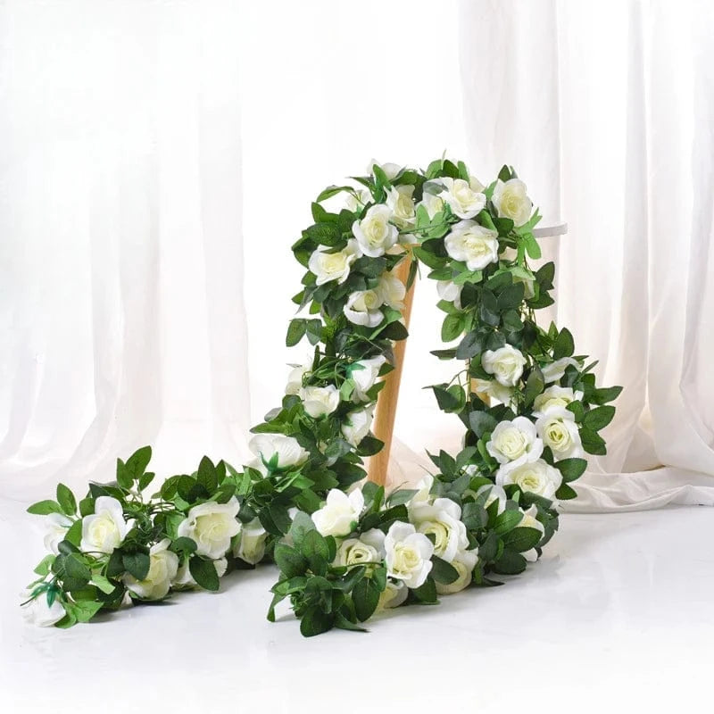 Chemin de table fleurs mariage Blanc / long 220CM