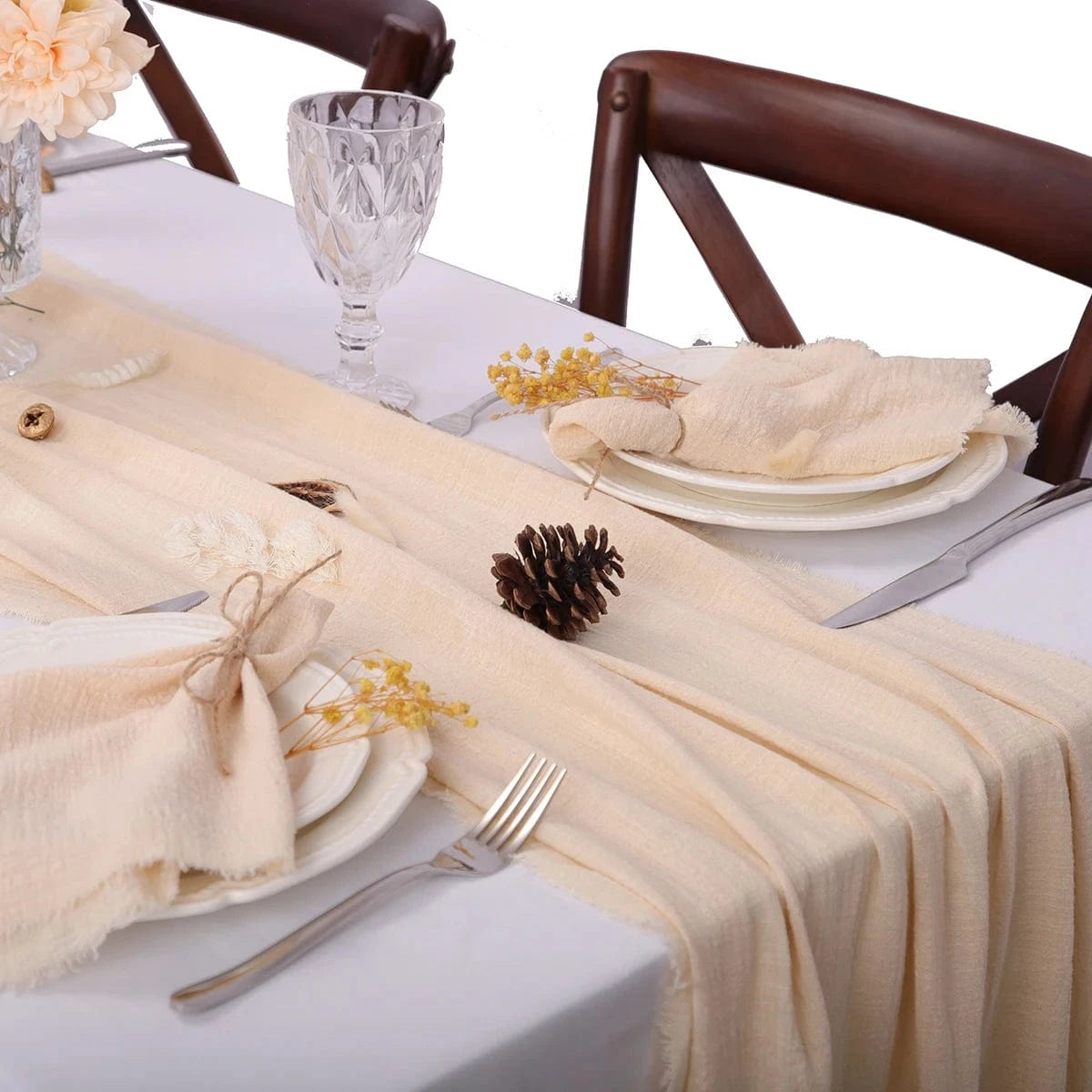 Chemin de table pour mariage Beige / 40X200cm