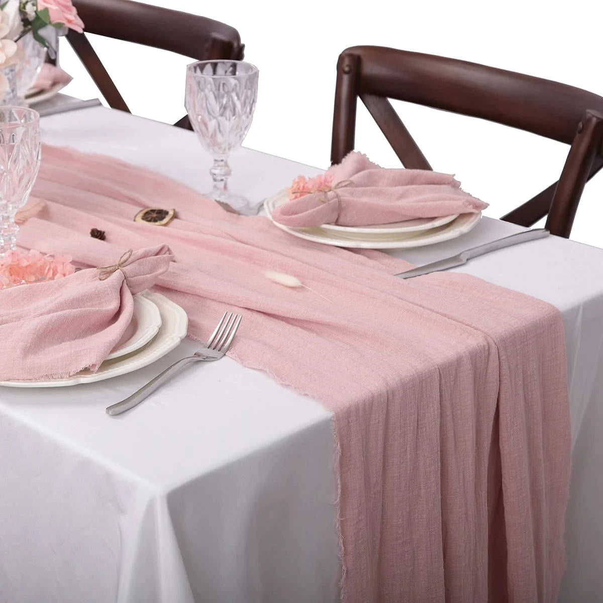 Chemin de table pour mariage Rose / 40X400cm