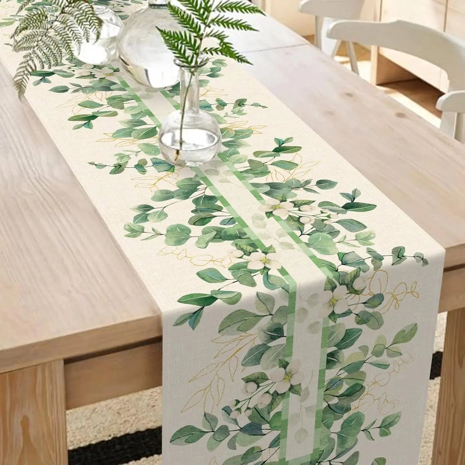 Chemin de table vert eucalyptus