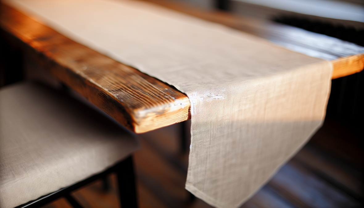 Chemin de table sur table en bois brut - Style naturel