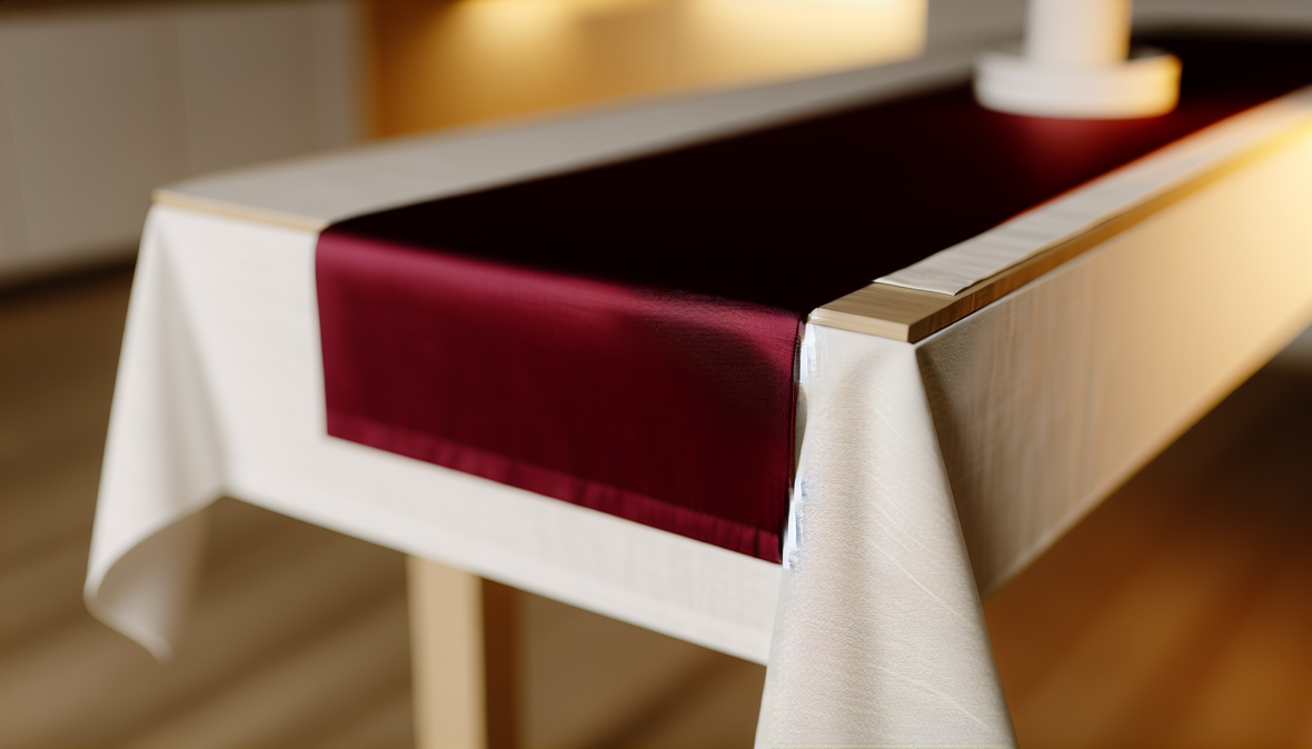 Nappe blanche avec chemin de table contrastant pour une décoration de table élégante