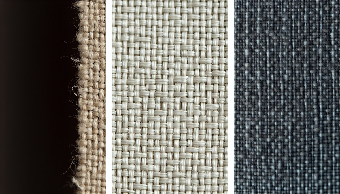 Comparaison des textures de lin, coton et synthétique